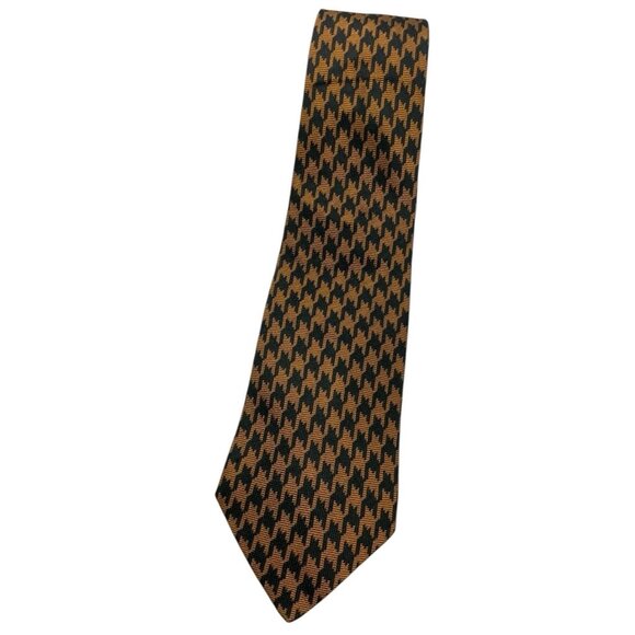 ETRO Men's 100% Silk Necktie LUXURY Tie Black Brown Geometric W:3.8